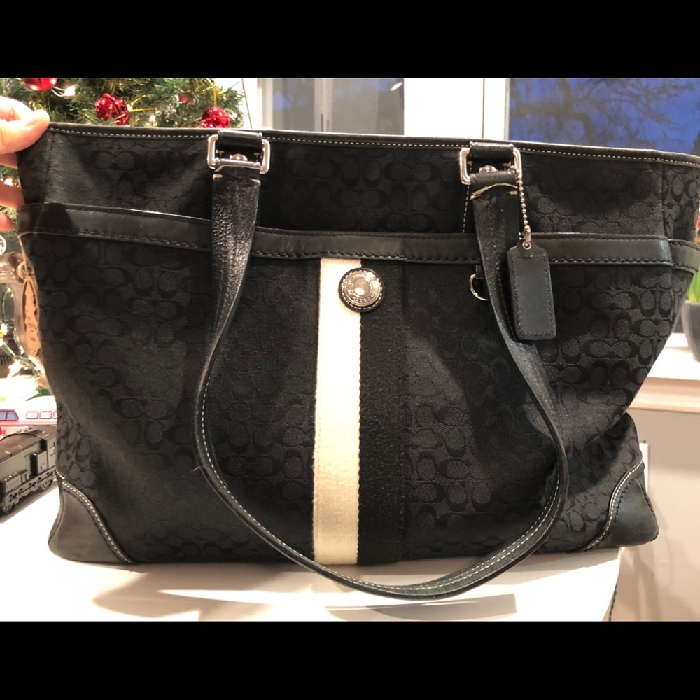 Coach Large black tote 18 inches wide 11 inches tall